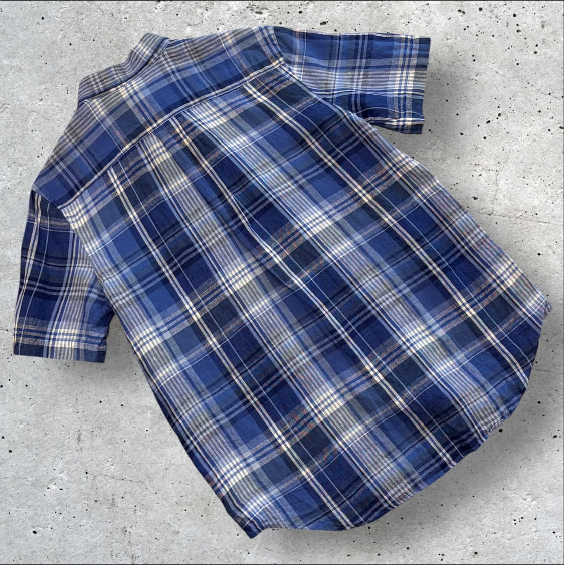 [XL] 폴로 랄프로렌 린넨 신형큐알 블루 체크 반팔 셔츠 C760 상품이미지2