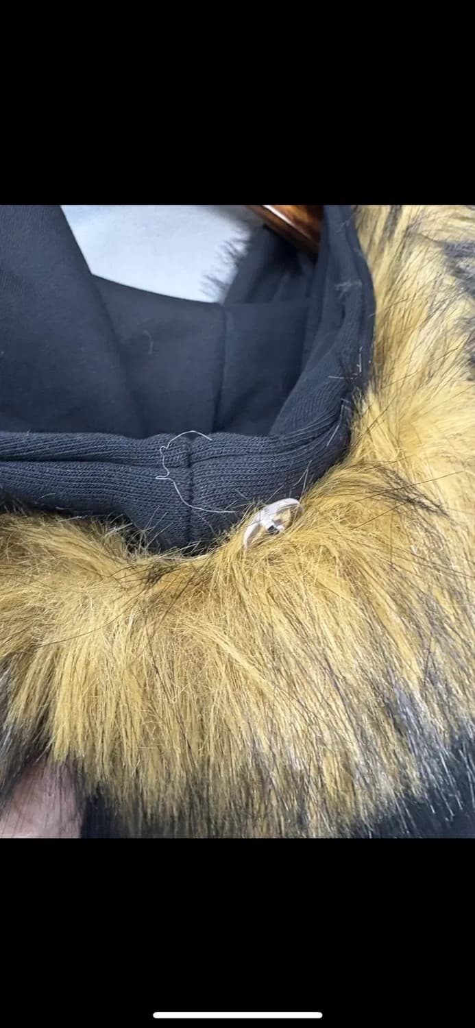 빈티지 블랙골드 패턴 퍼 후드집업 (퍼 탈부착 가능) H1570 상품이미지5