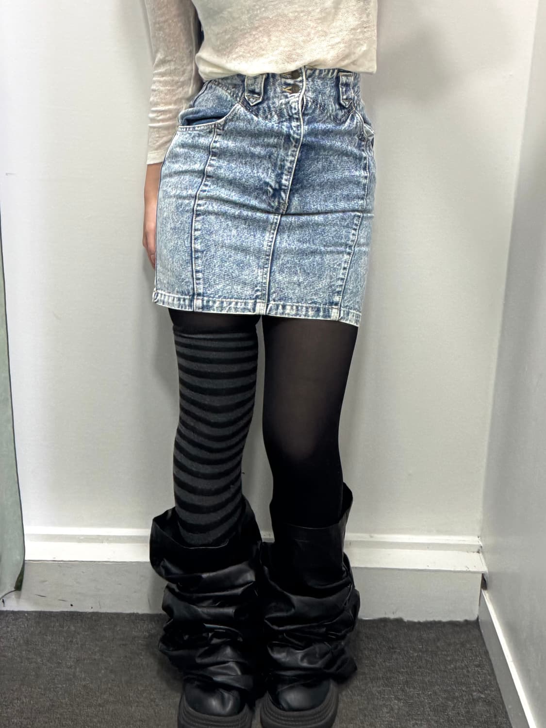 백 아일렛 데님스커트 상품이미지1