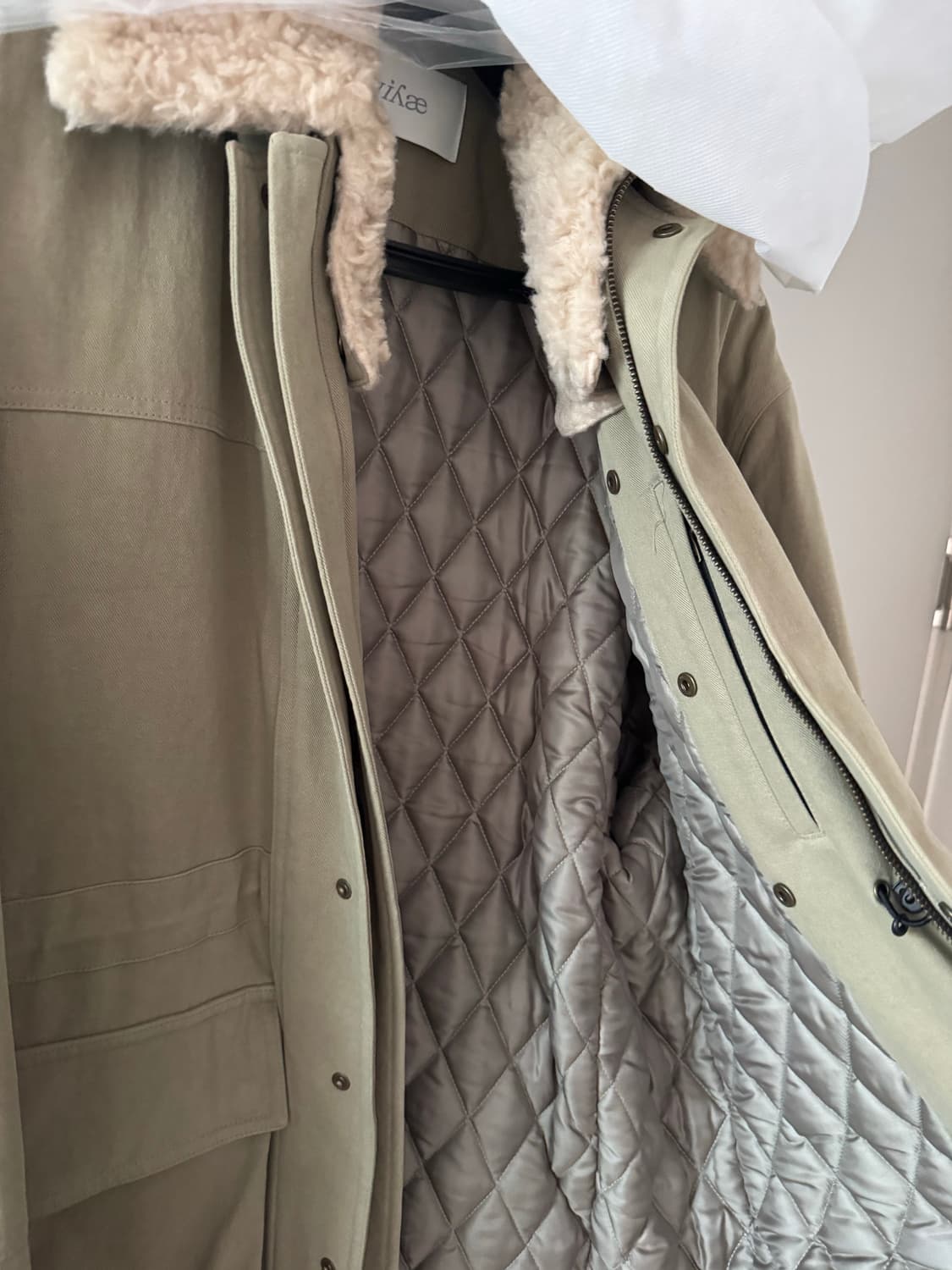 (L) yiyae 이예 셔링 워크 코트 자켓 페이드 그린 상품이미지7