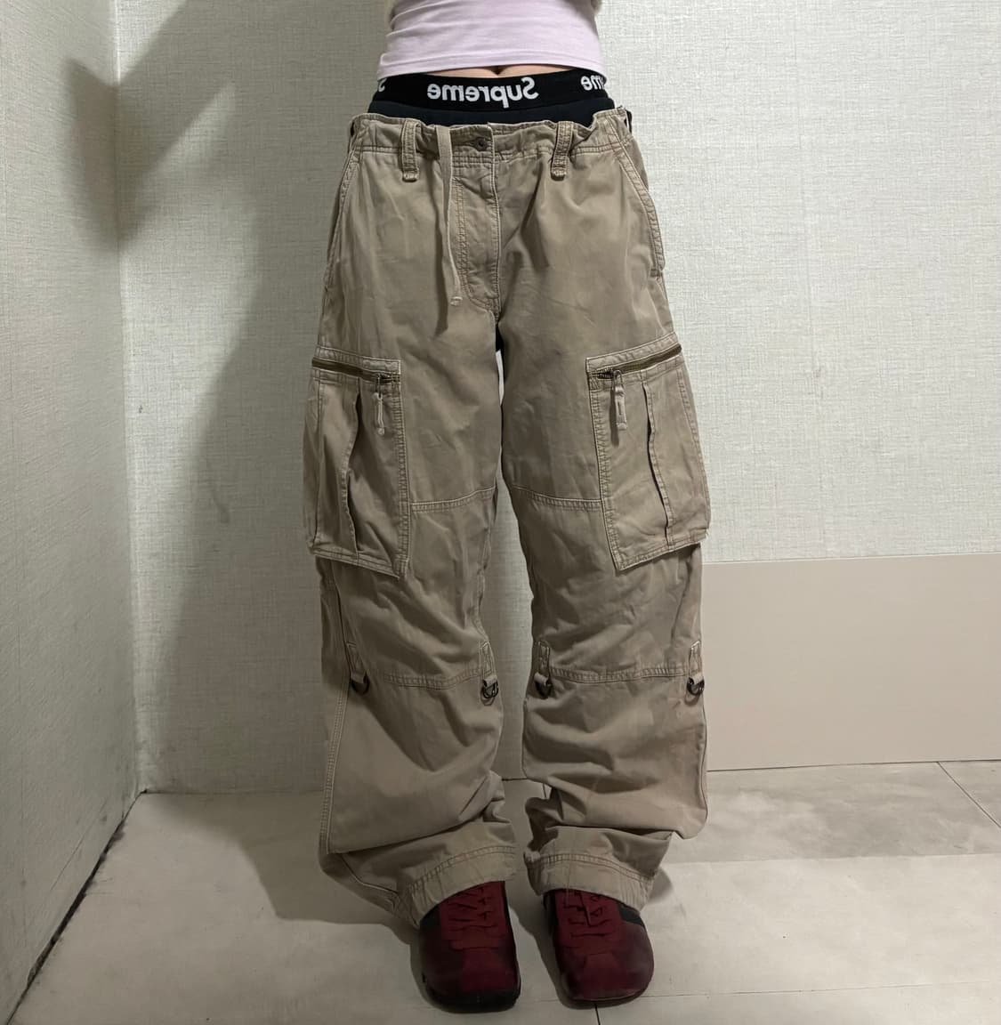 베이지 와이드핏 카고팬츠 상품이미지4