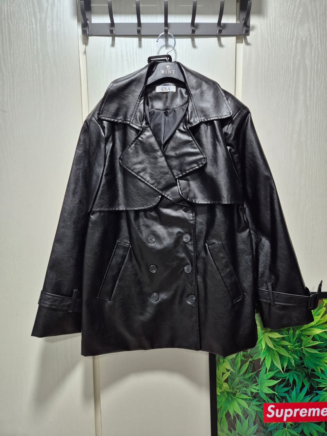 DINT 딘트 블랙 레더 트렌치 코트.새상품 상품이미지1