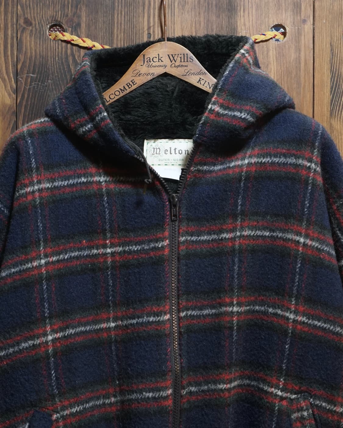 Melton USA 체크 퍼 후드자켓 상품이미지2