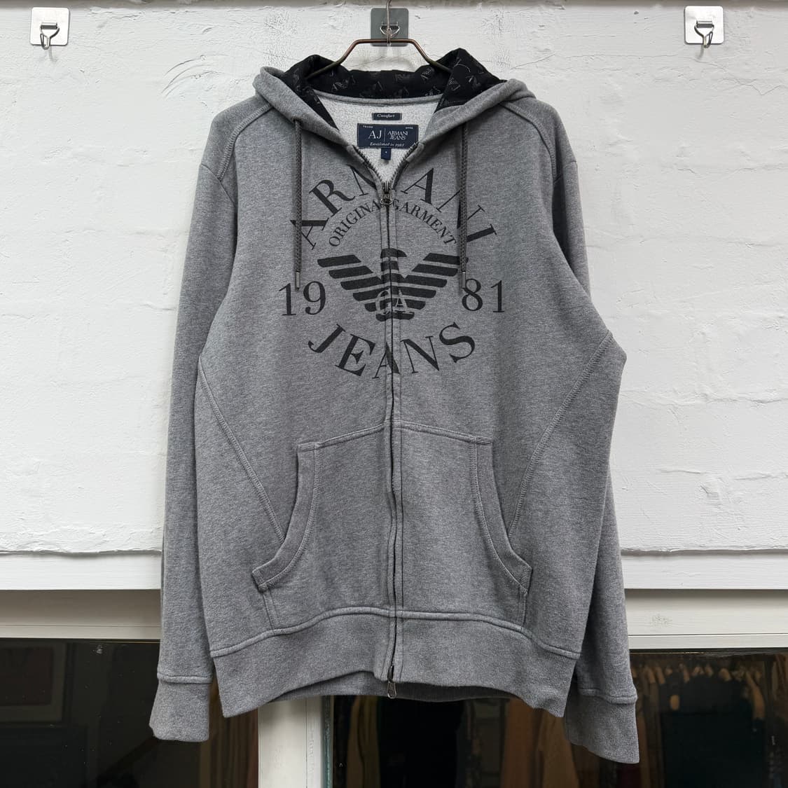 Armani Jeans 00s 그레이 로고 후드 집업 S 상품이미지1