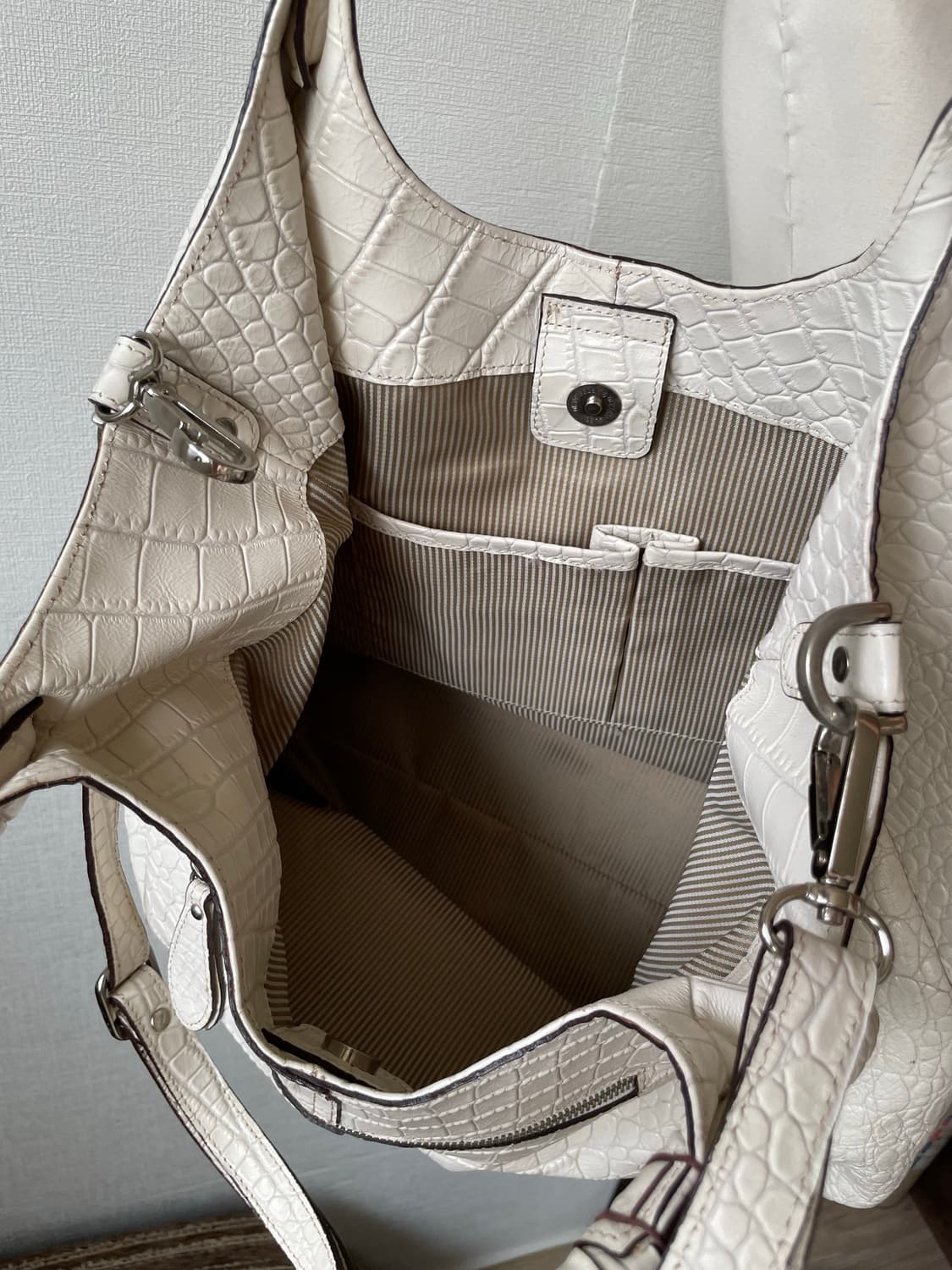 Real Leather White Cowhide Python Big Ba 상품이미지9