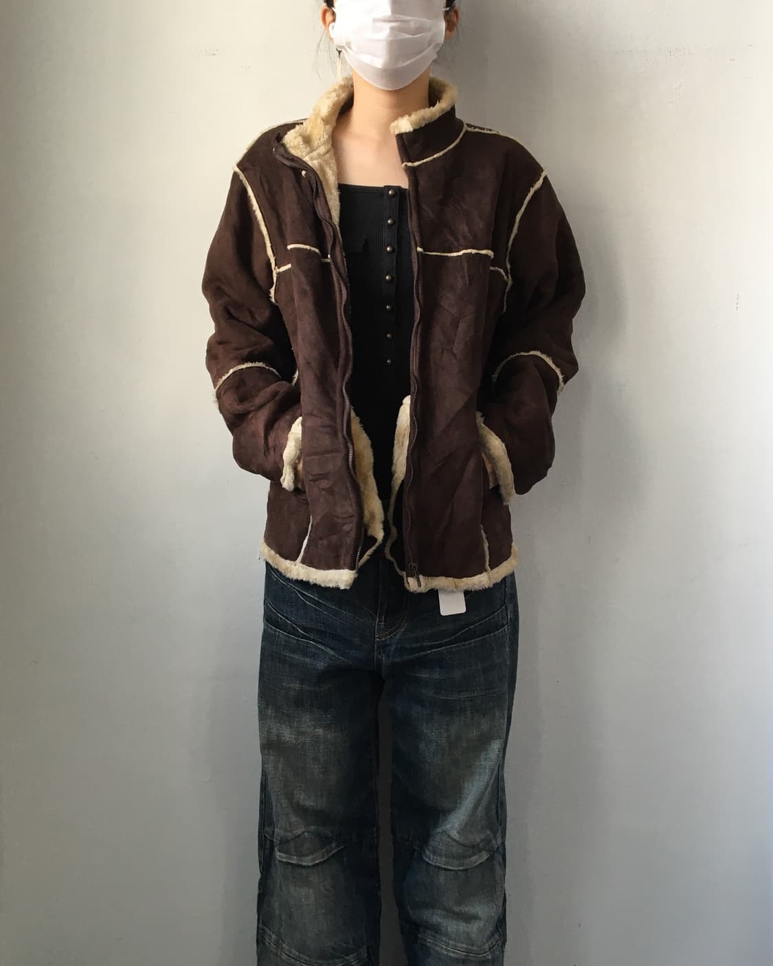 Line detail high neck fake fur mustang 상품이미지8