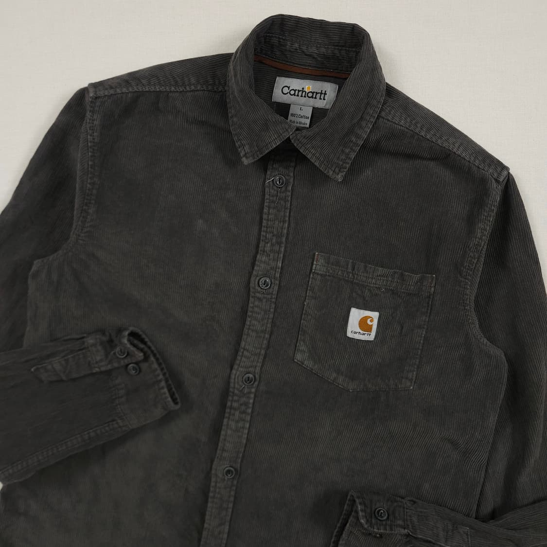 L(100) 칼하트 리워크 코듀로이 헤비셔츠 차콜 상품이미지1