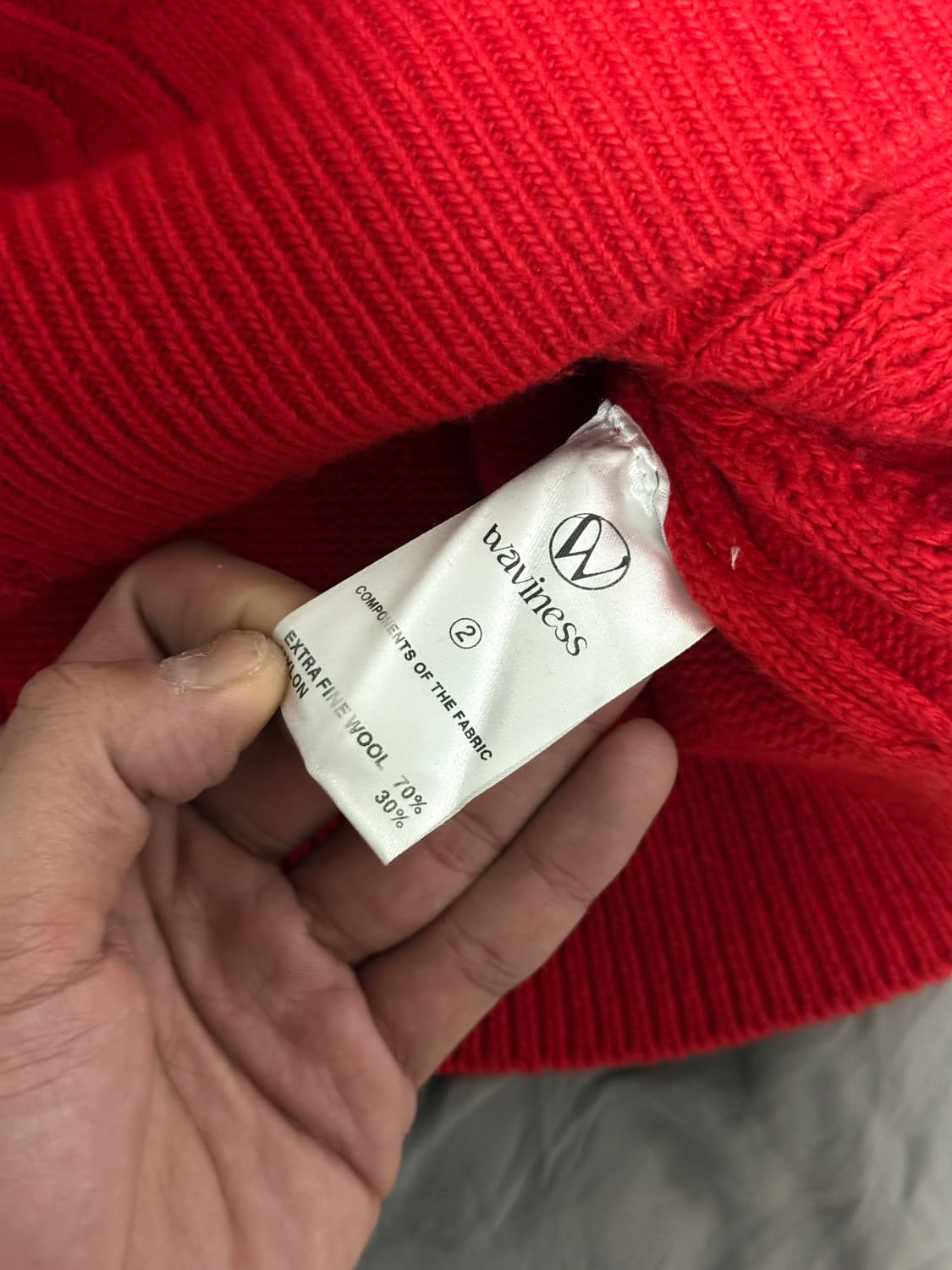 웨이비니스 더블 텍스처 라운드넥 가디건 레드 2 상품이미지9