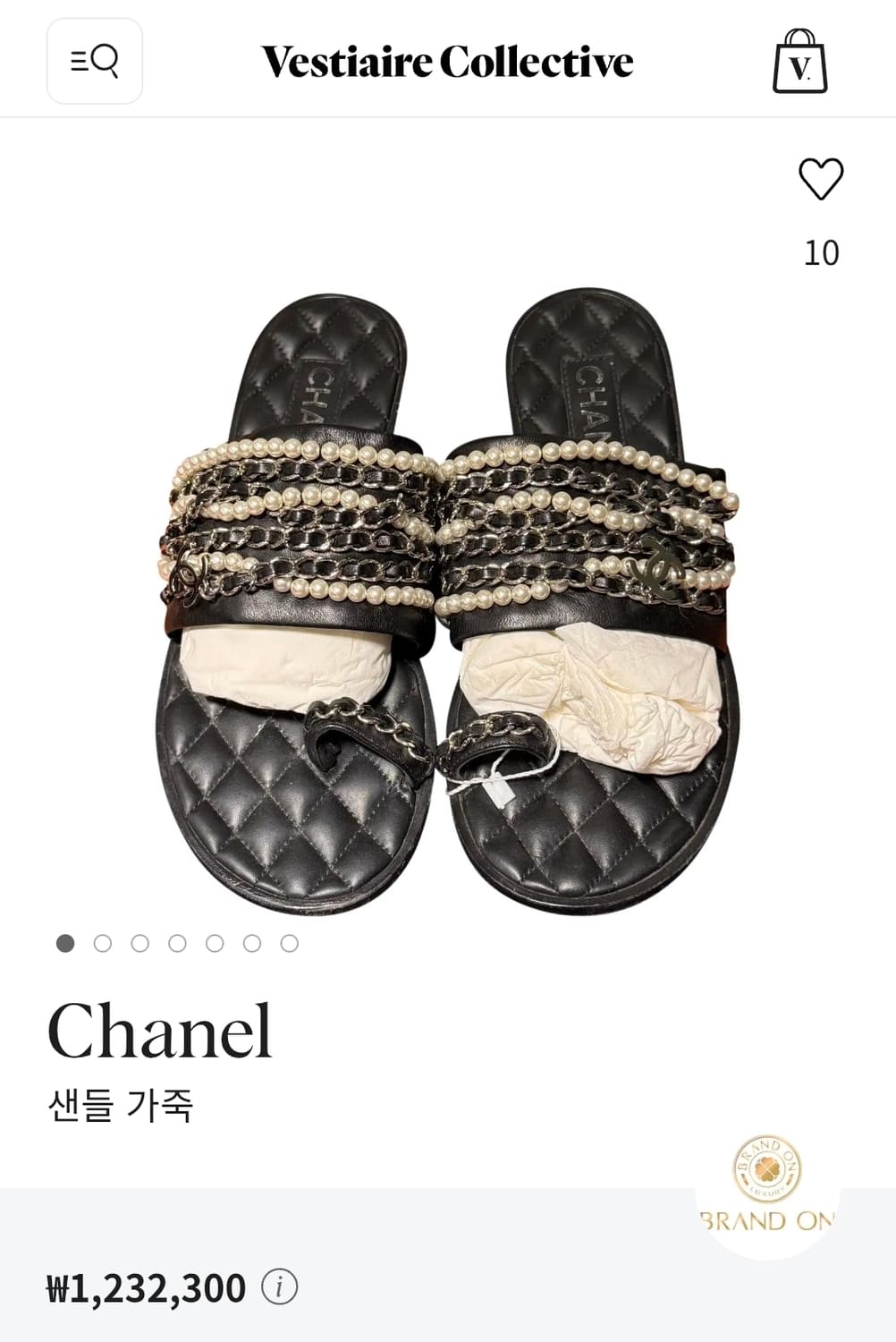 (정품) 샤넬 체인 진주 램스킨 슬리퍼 39(명품 여자 신발 샌들) 상품이미지1