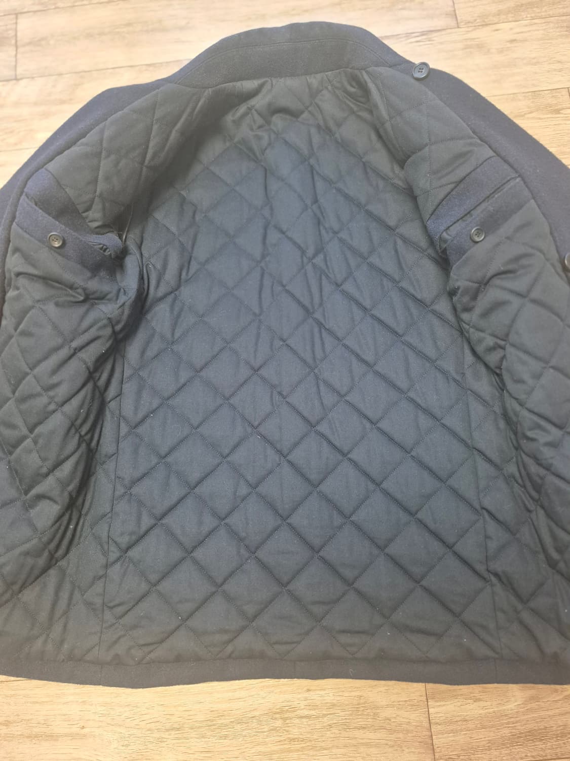 발망 디자인 모직 네이비 더블코트 상품이미지5