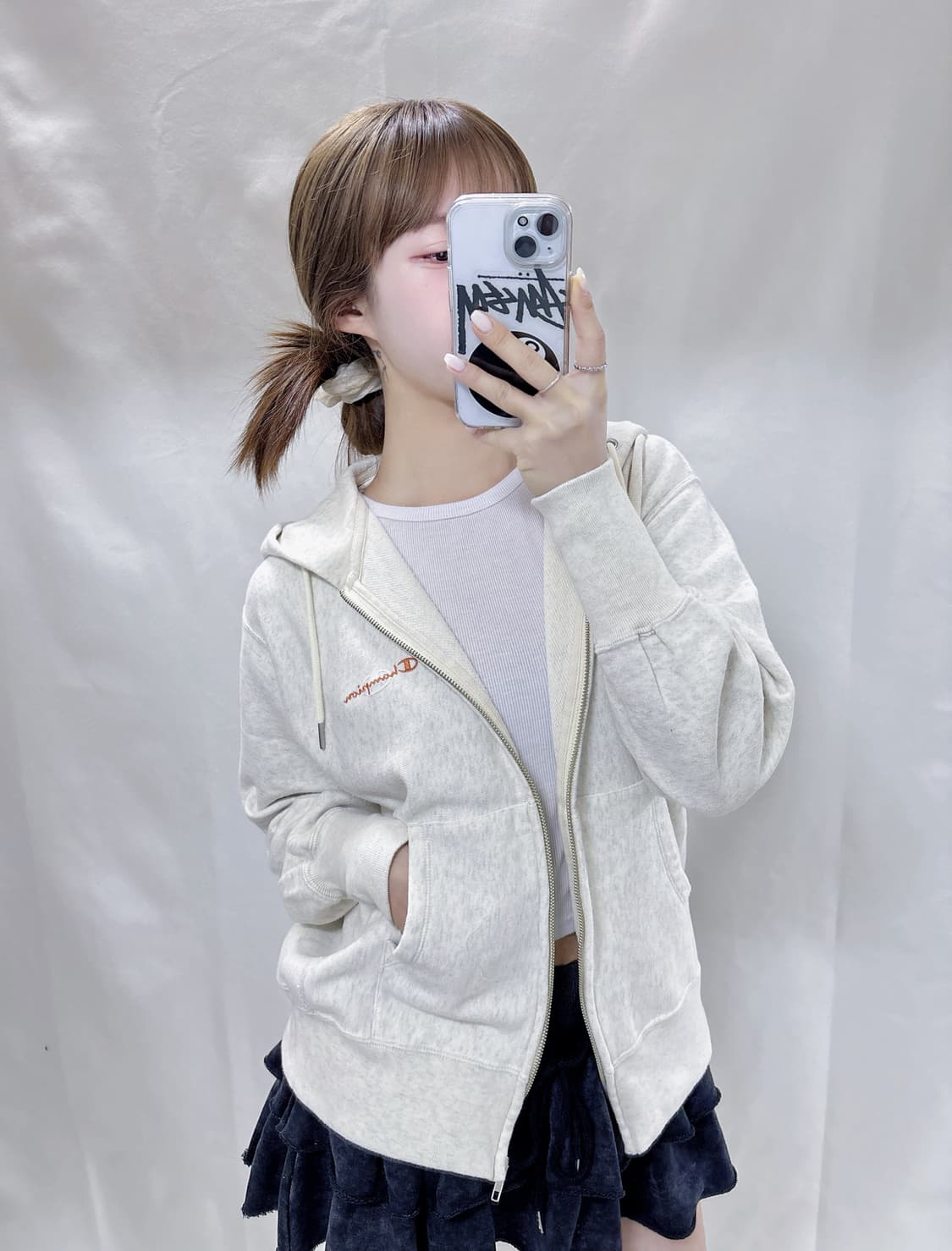 챔피온 리버스위브 크림 후드집업 상품이미지3