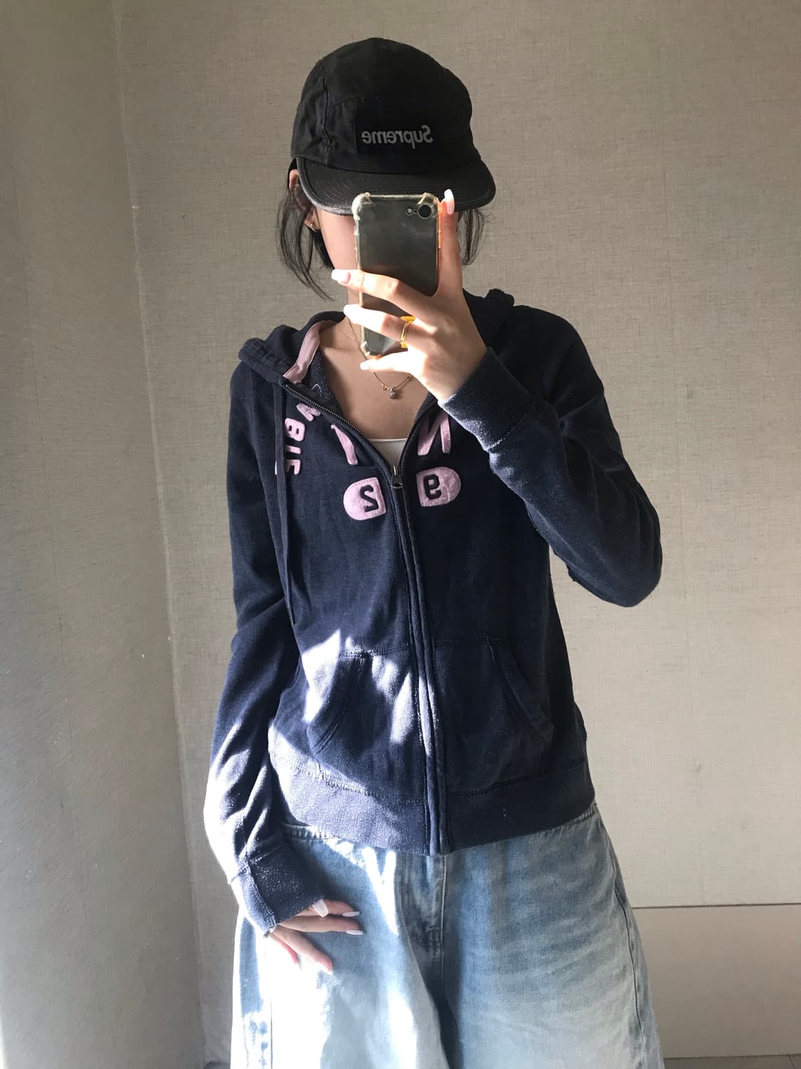 아베크롬비 네이비 핑크 후드집업 상품이미지1