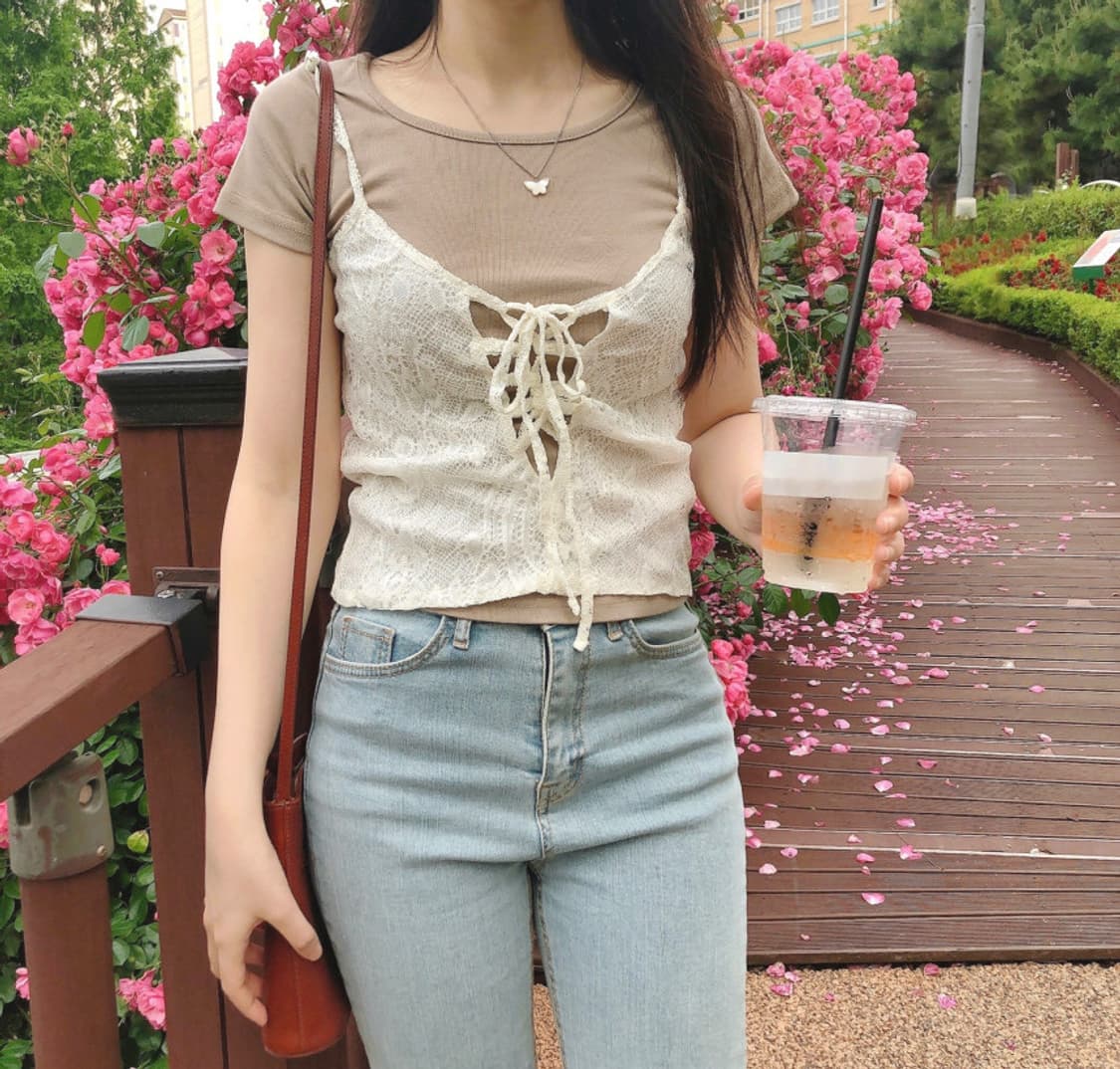 레이스 아일렛 레이어드 뷔스티에 상품이미지2