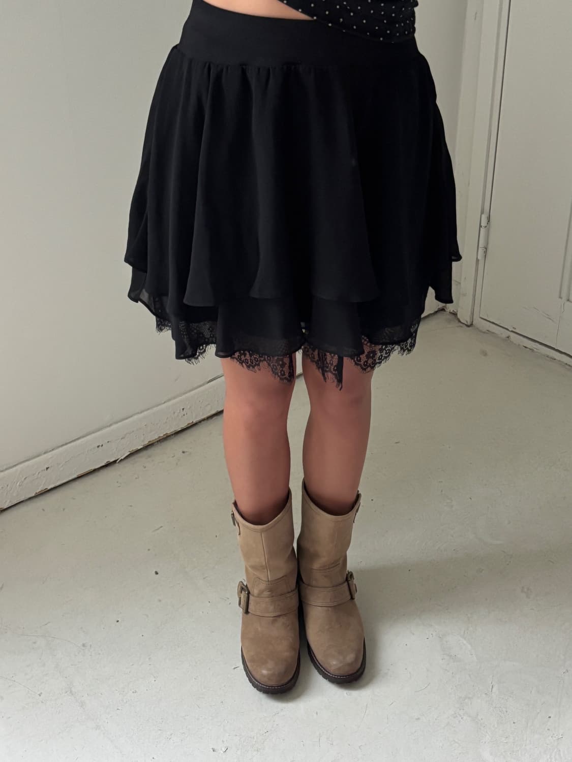 일본빈티지 레이스 레이어드 러플스커트 상품이미지1