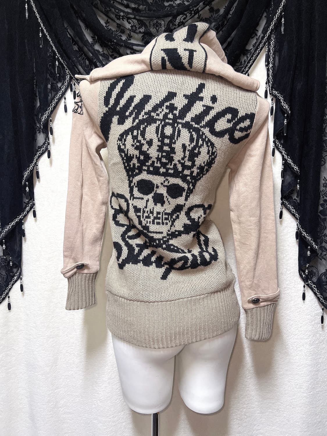 글리츠 glitz y2k 갸루 그런지 펑크 하이넥 해골스컬 후드집업 핀터 상품이미지8