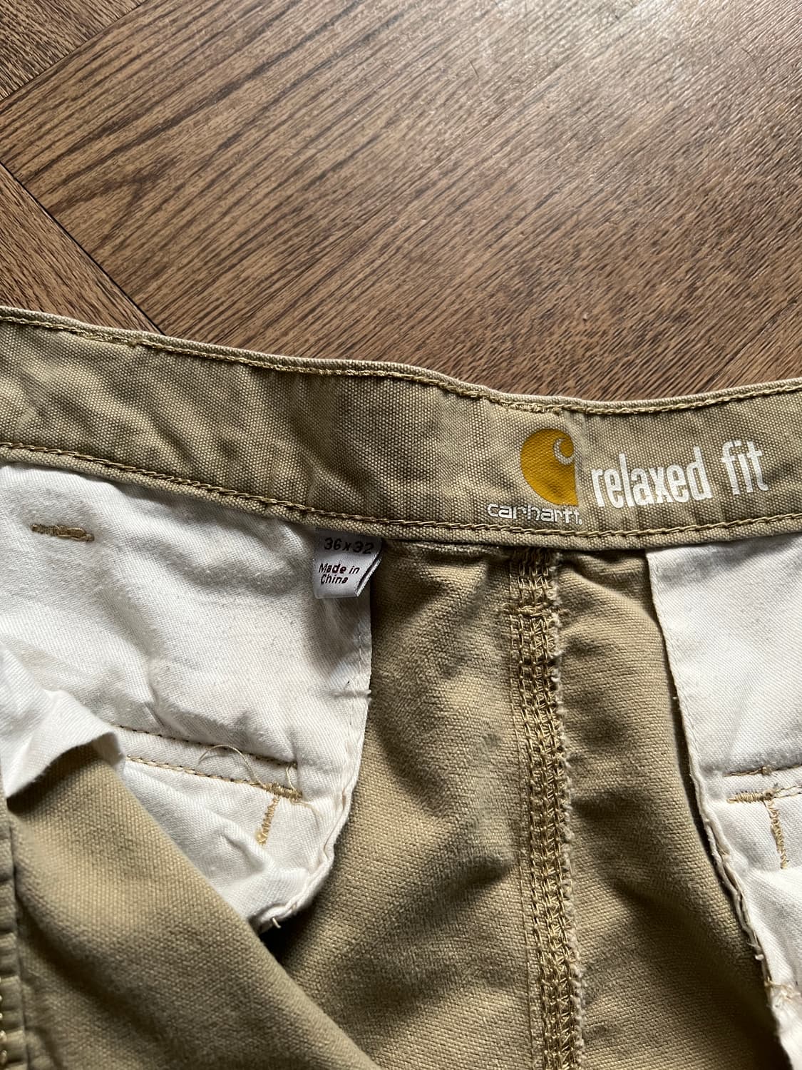 [36]칼하트 USA 더티워싱 베이지 카고 팬츠 상품이미지5