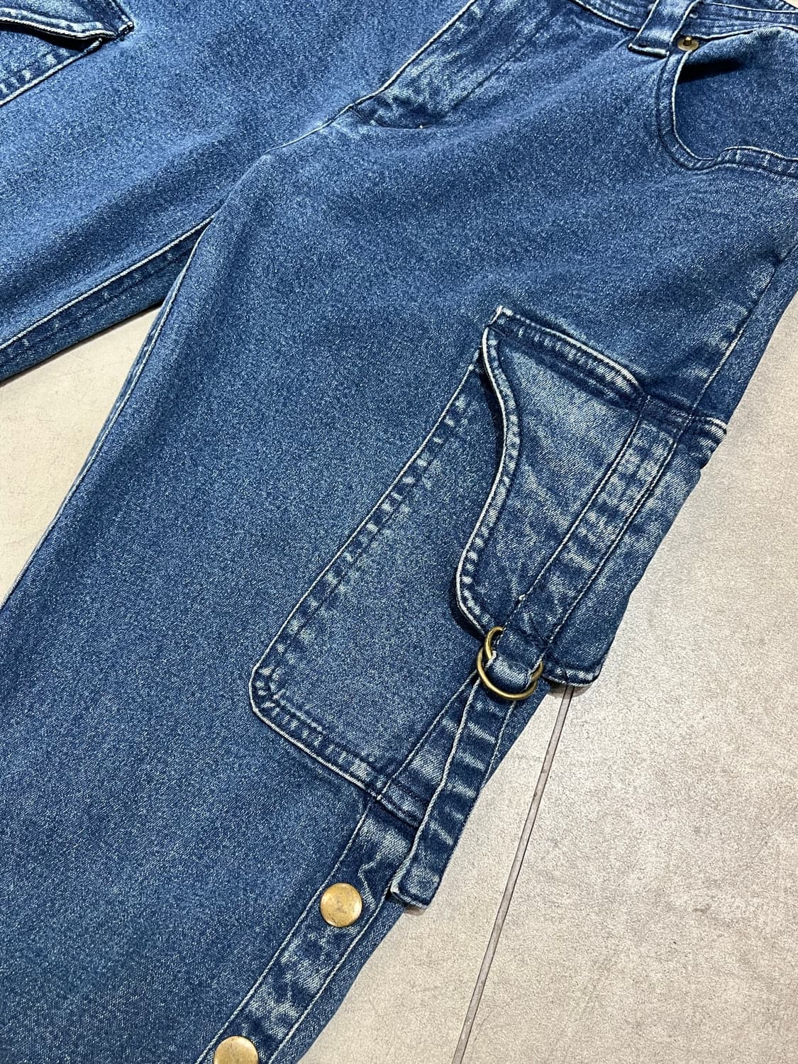 일본 빈티지 카고 스냅버튼 부츠컷 데님 팬츠 상품이미지5