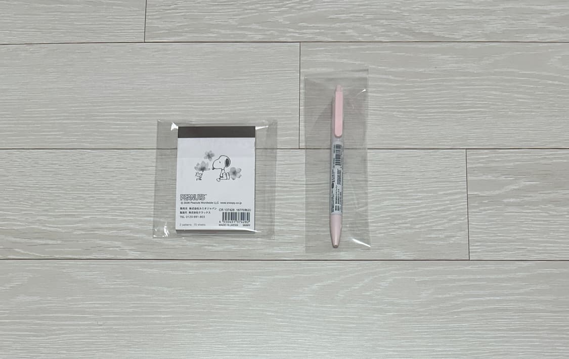 스누피 사쿠라 벚꽃 시리즈 떡메모지/0.5mm 볼펜(검정) 상품이미지2