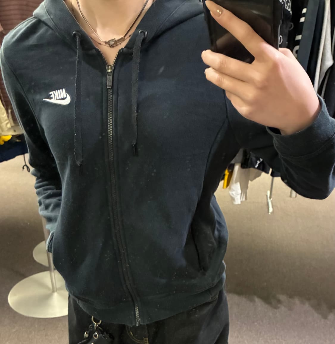 M)나이키 빈티지 여성 블랙 후드집업 상품이미지2