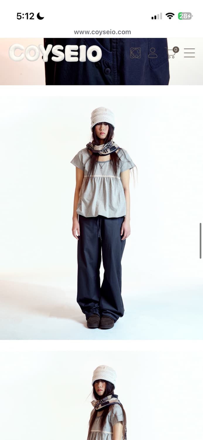 coyseio 레이스 벌룬 반팔 멜란지 그레이 (2) 상품이미지2