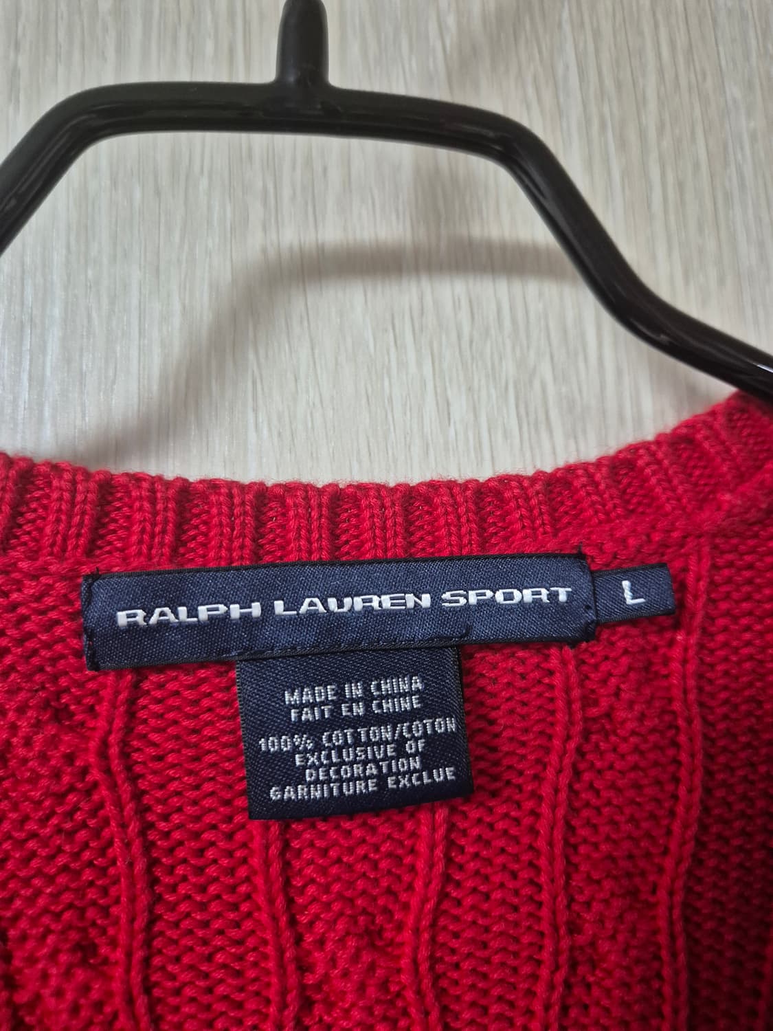 폴로 랄프로렌  케이블니트  브이넥 꽈배기 니트 라지 여성 상품이미지4