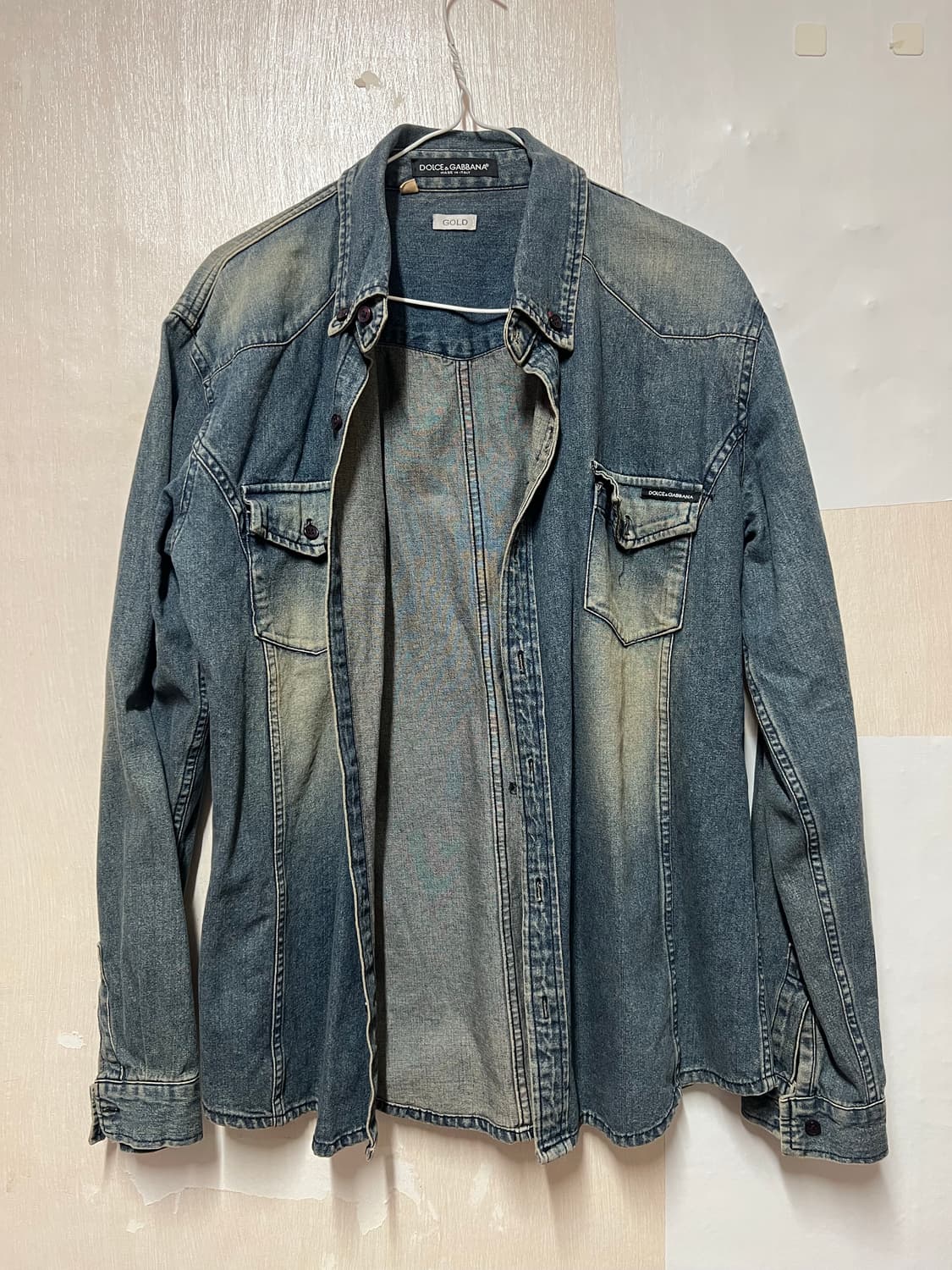 돌체앤가바나 골드 슬림 핏 데님 셔츠 41사이즈 100 셔츠 상품이미지1