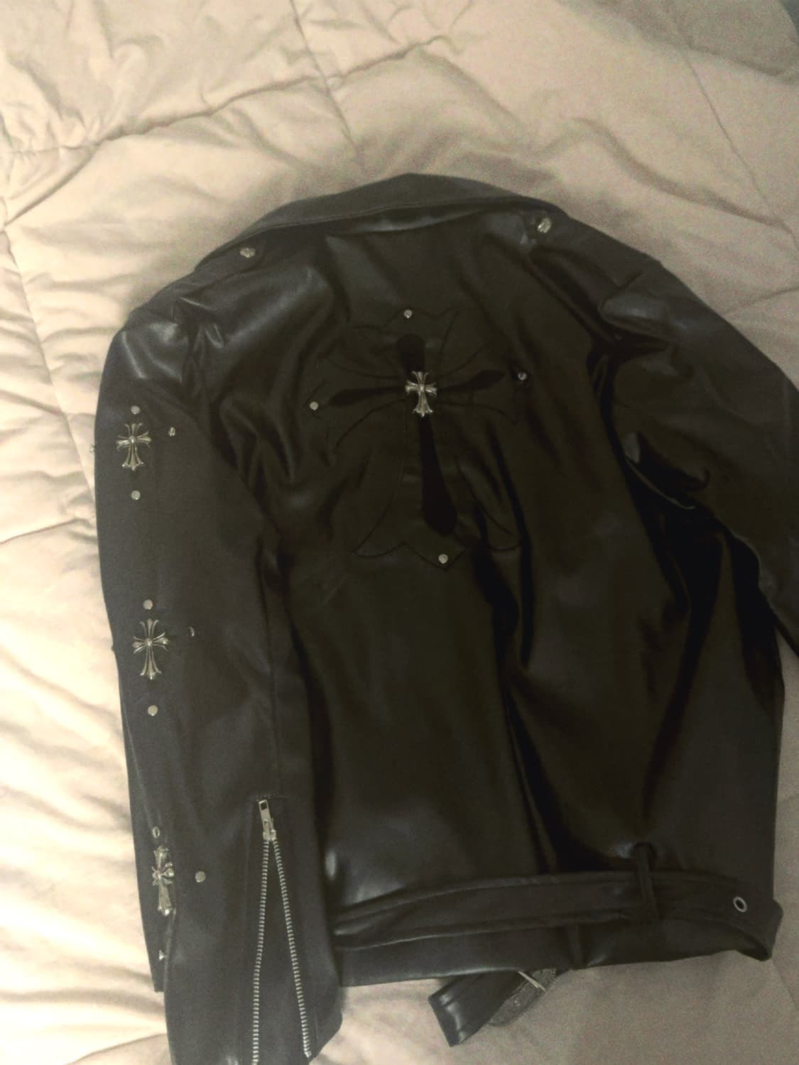 크롬깔 페이크 레더자켓 팔아용 상품이미지3