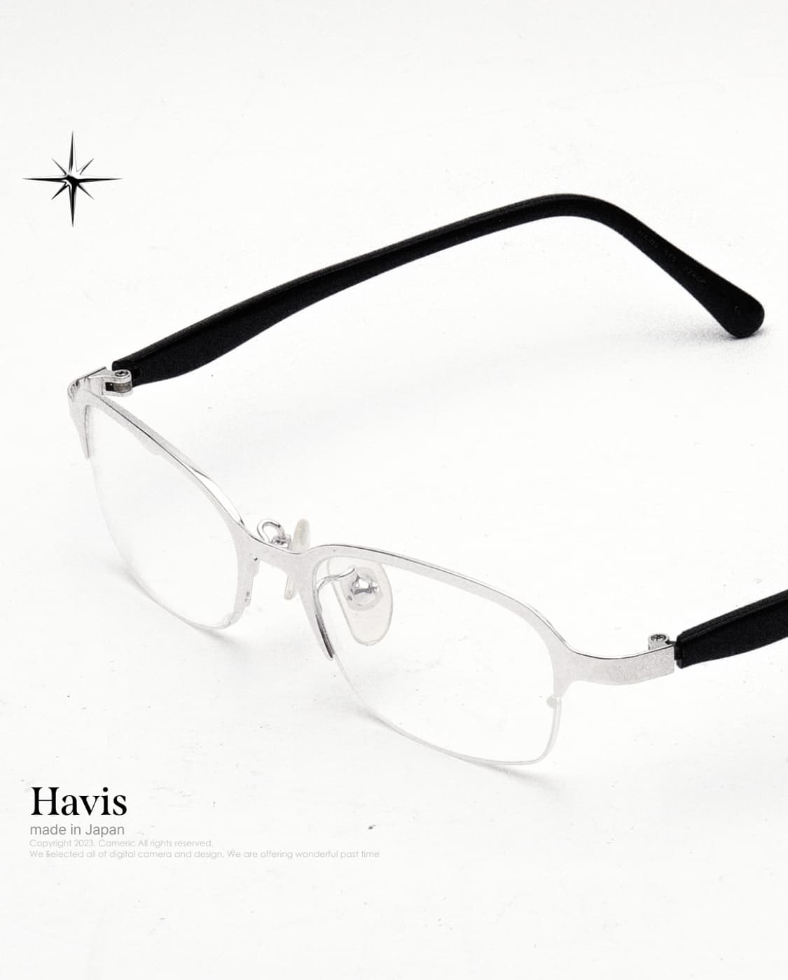 (made in japan)Havis👓 긱시크 실버 반무테 빈티지 안경 상품이미지1