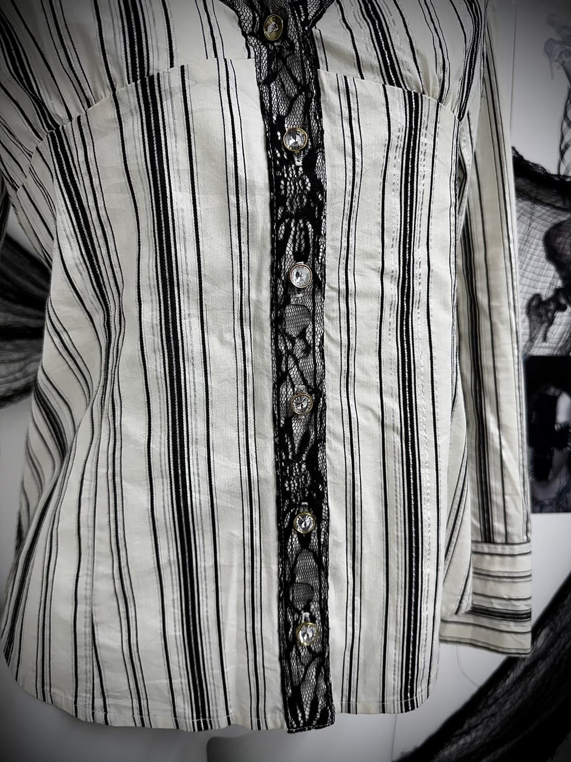 Back lace ribbon shirts 상품이미지6