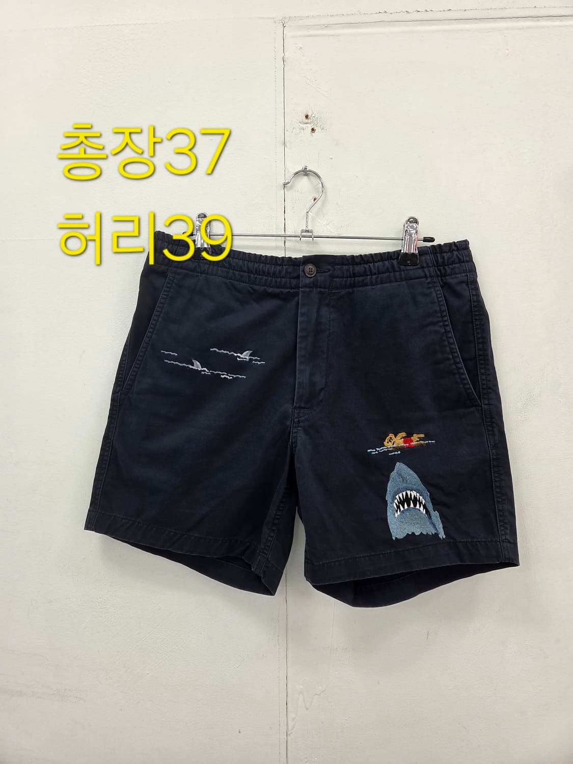 XS 폴로 랄프로렌 네이비 프랩스터 죠스 상어 자수 반바지 상품이미지1