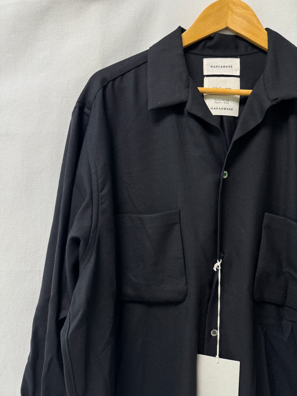 마카웨어 블랙 오픈 카라 울 셔츠 3 상품이미지2