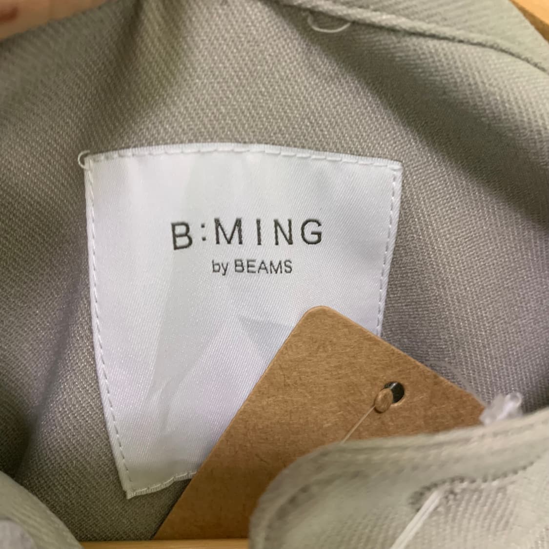 빔즈 Bming 노카라 포켓 셔츠 자켓 카키 그레이 빈티지 워크자켓 상품이미지5