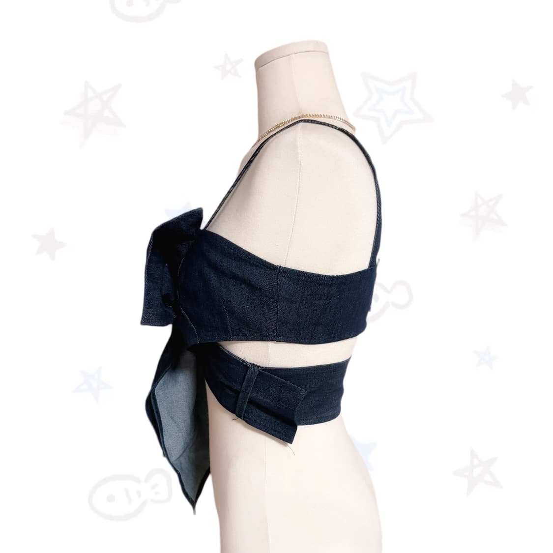 뉴스스 진청 데님 티니위니 리본 포인트 디테일 커스텀 뷔스티에   상품이미지2