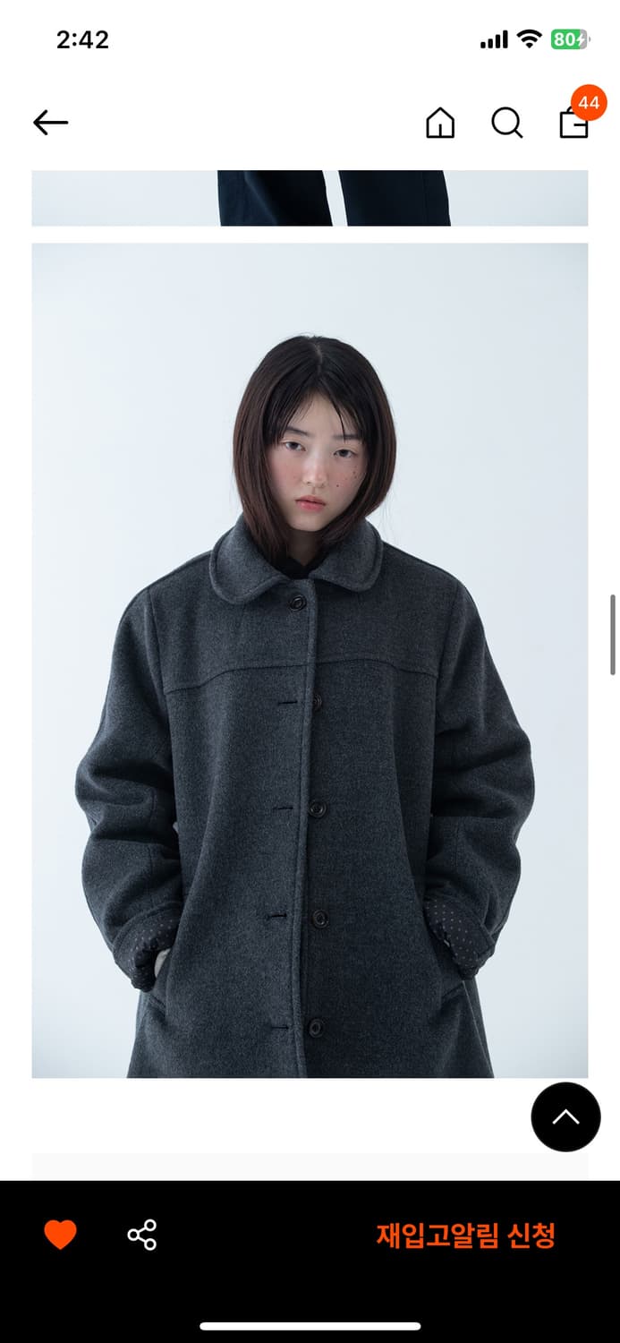 오헤시오 하프 코트 HALF RAGLAN WOOL COAT, CHARCO 상품이미지3
