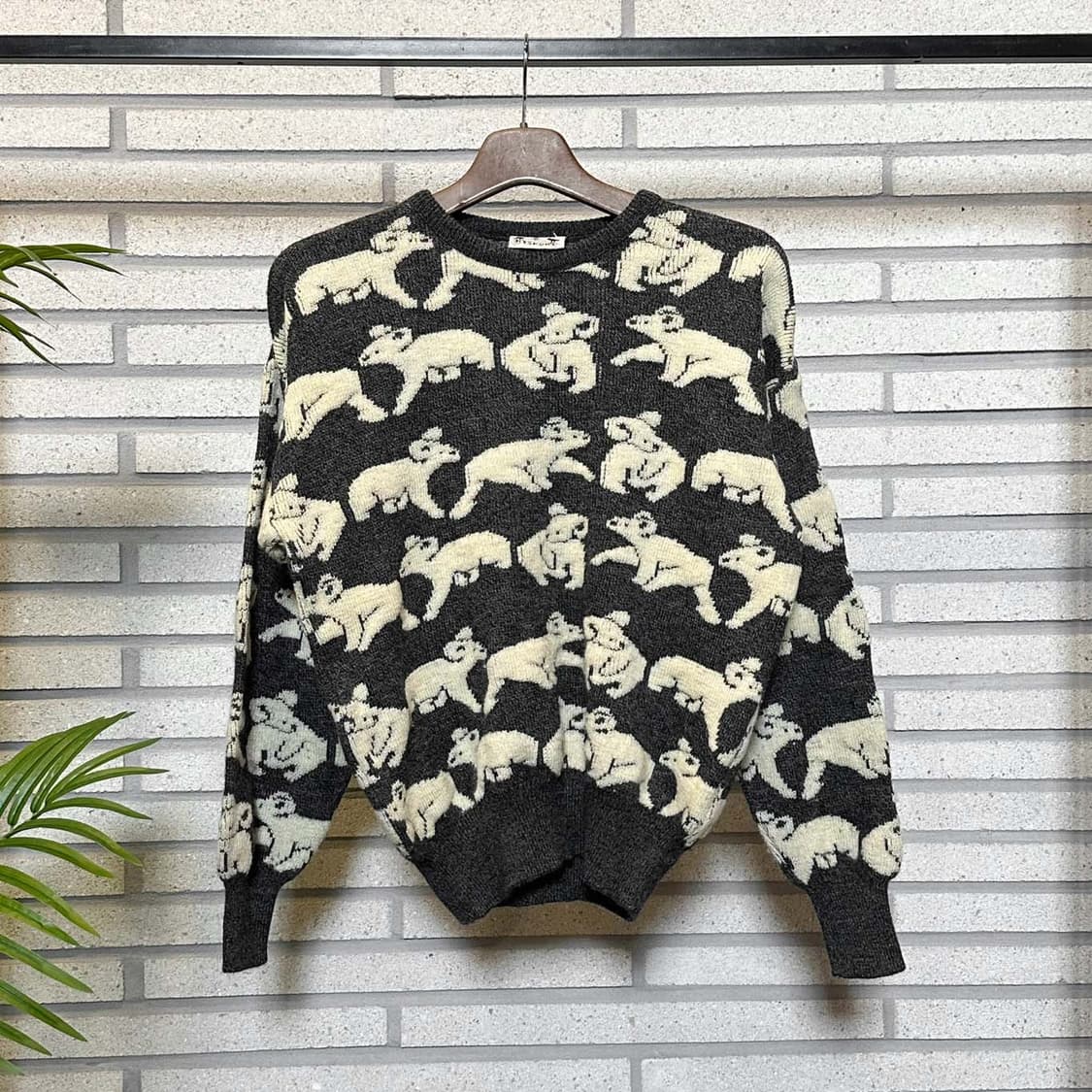 USA VINTAGE 울 니트 코알라 풀오버 패턴 디테일 그레이 상품이미지2