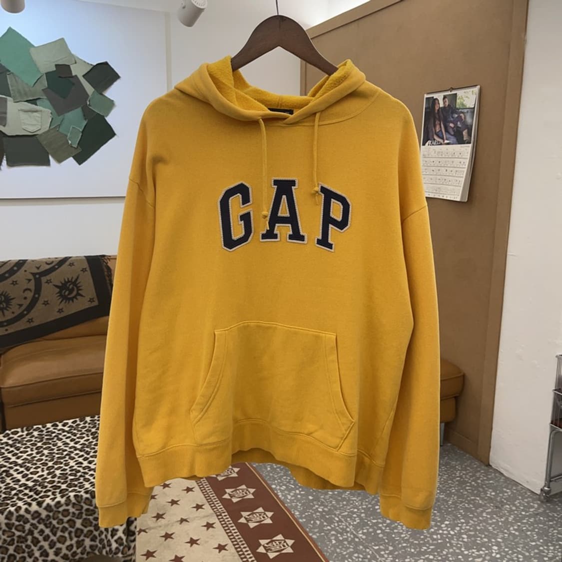 갭 빈티지 레트로 Y2K 머스타드 옐로우 약기모 후드티 M C09586 상품이미지3