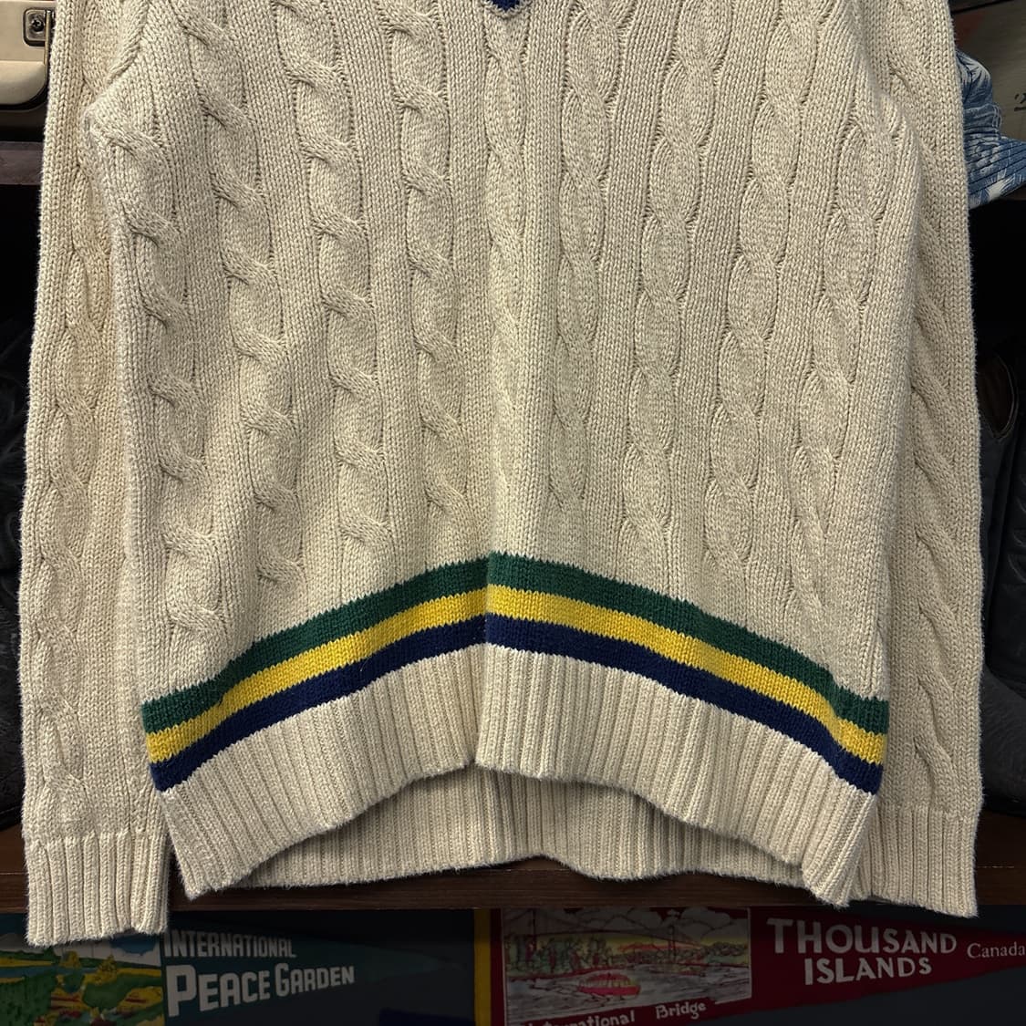 90s 폴로 랄프로렌 핸드니트 컬러라인 케이블 크리켓 스웨터 N1167 상품이미지4