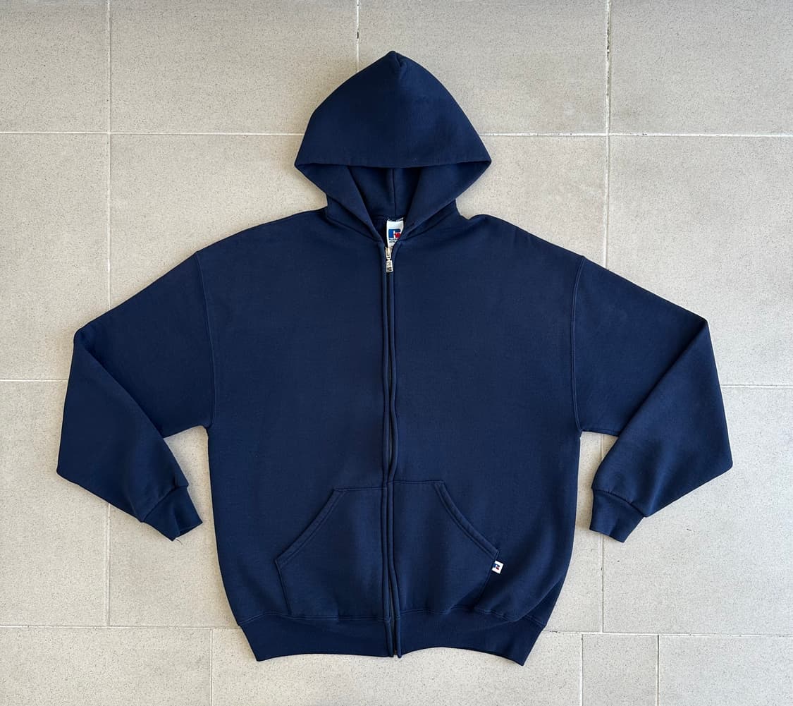 90s 빈티지 러셀 후드집업 네이비 XL 상품이미지1