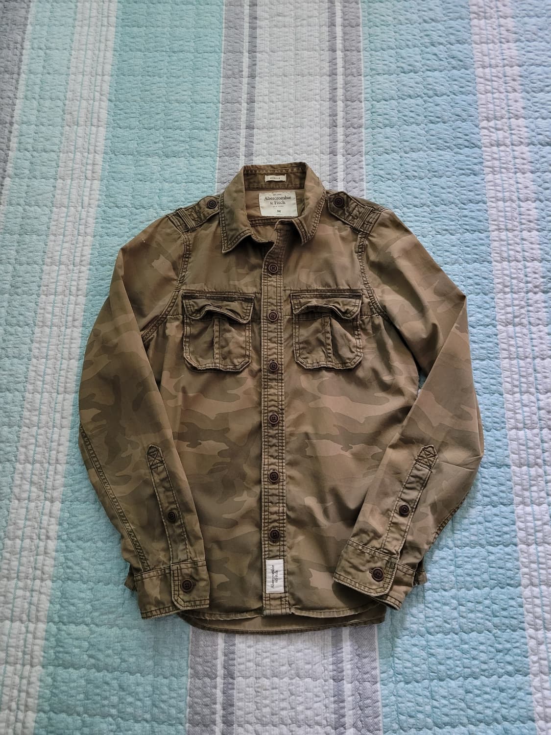 아베크롬비 Abercrombie 빈티지 카모플라쥬 밀리터리 셔츠 M 95 상품이미지1