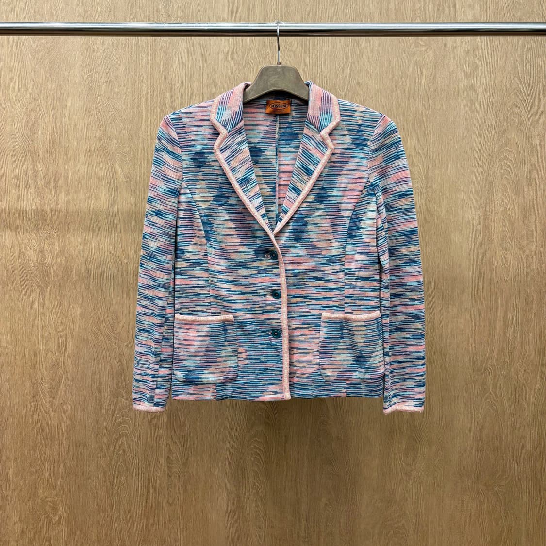 미쏘니 테일러드 자켓 핑크 파이핑 패치 포켓 디테일 핑크 상품이미지2