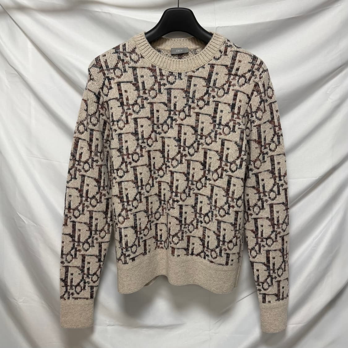 [S+급/M] 디올 오블리크 자카드 니트 스웨터 베이지 상품이미지1