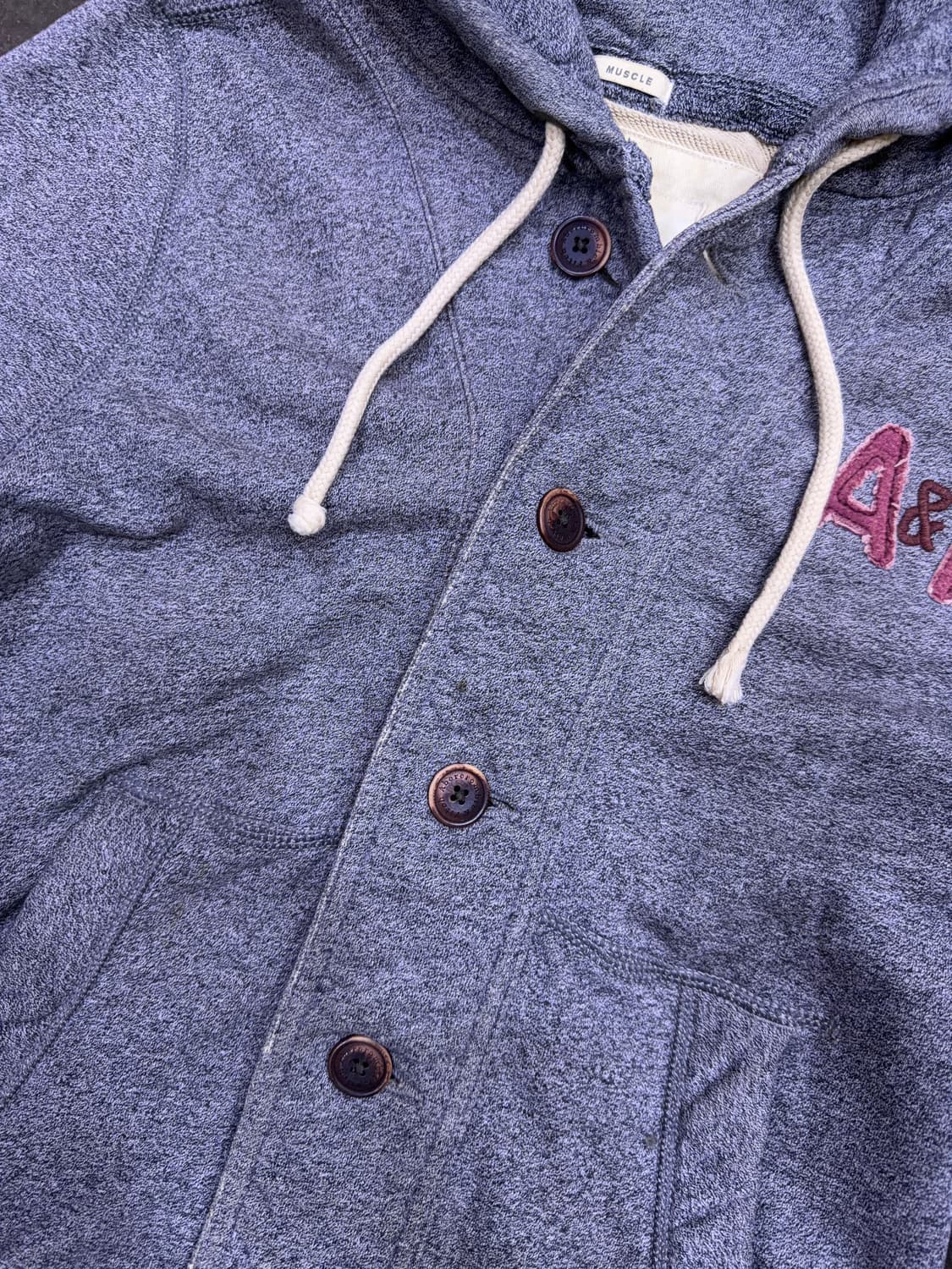 아베크롬비 버튼업 후드 머슬핏 자켓 그레이 M 상품이미지5