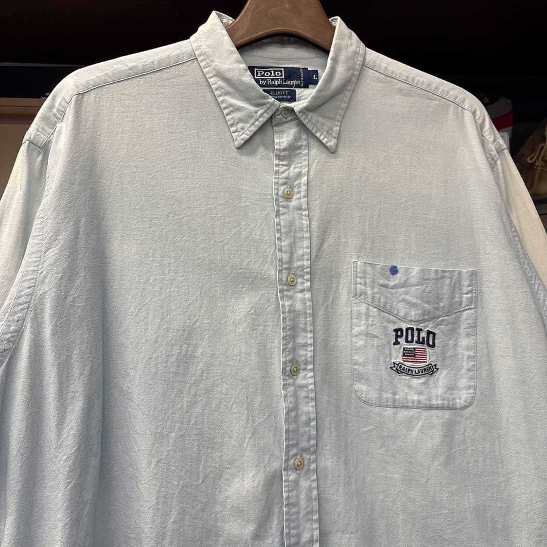 90s 폴로 랄프로렌 Elliot 라인 샴브레이 워크 셔츠 N1007 상품이미지3
