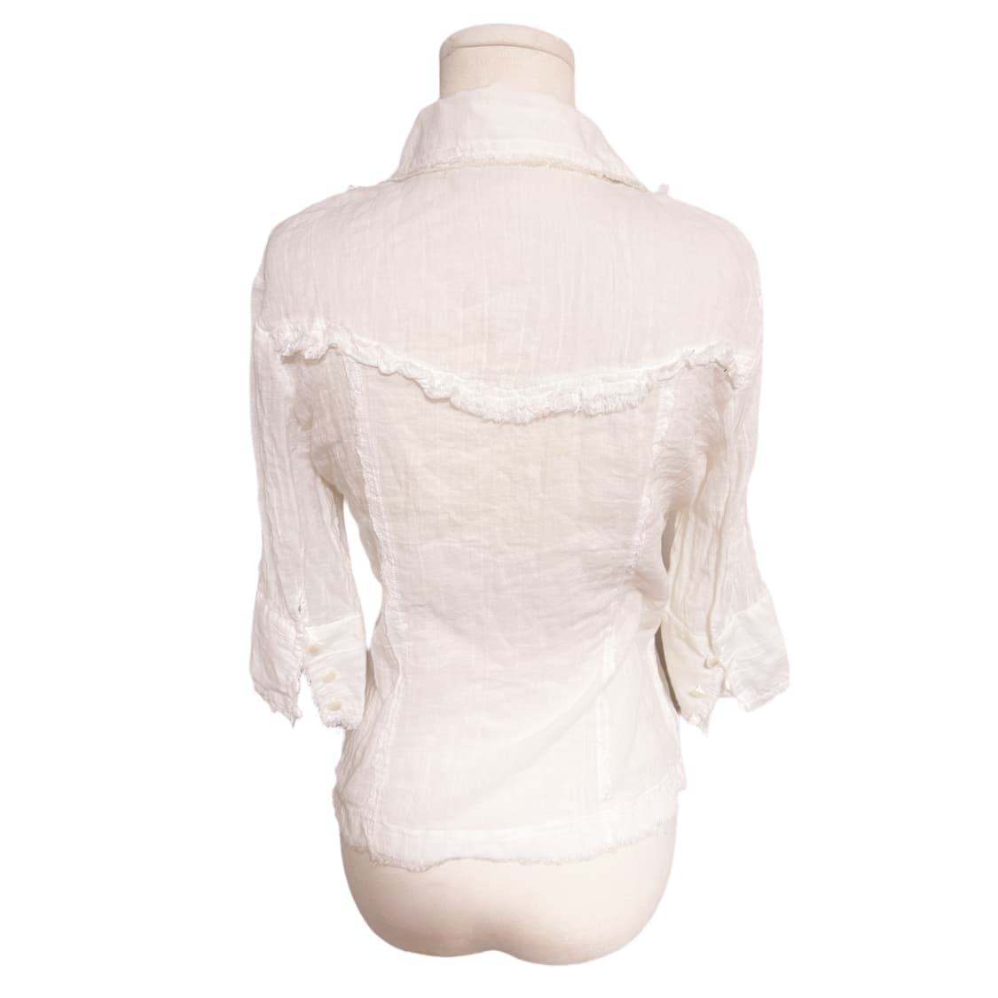 일본 히메갸루 그런지 디테일 핀터깔 생화이트 레이스 포인트 블라우스 셔츠 상품이미지3