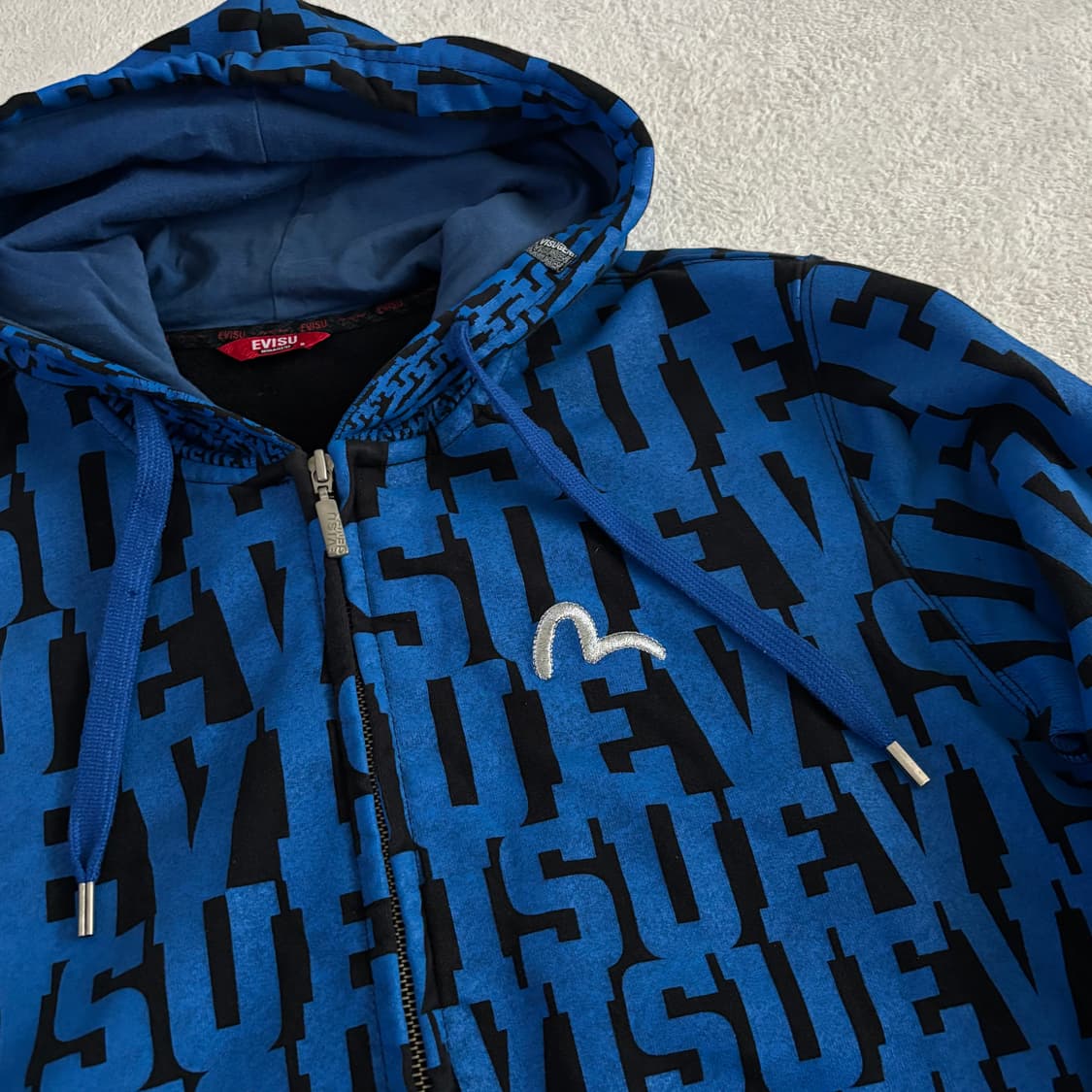 에비수 희귀 블루 풀로고 후드집업 상품이미지4