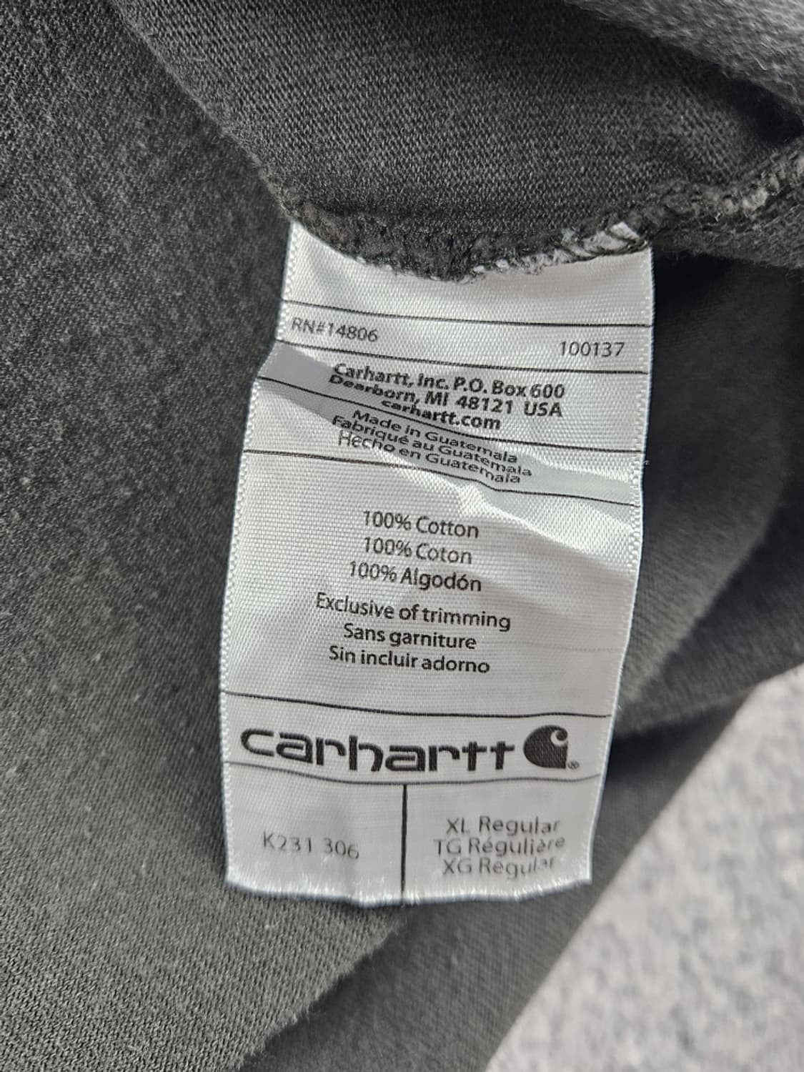 칼하트 다잉 워시드 커스텀 프린팅 롱슬리브 ( XL ) / 10587 상품이미지9