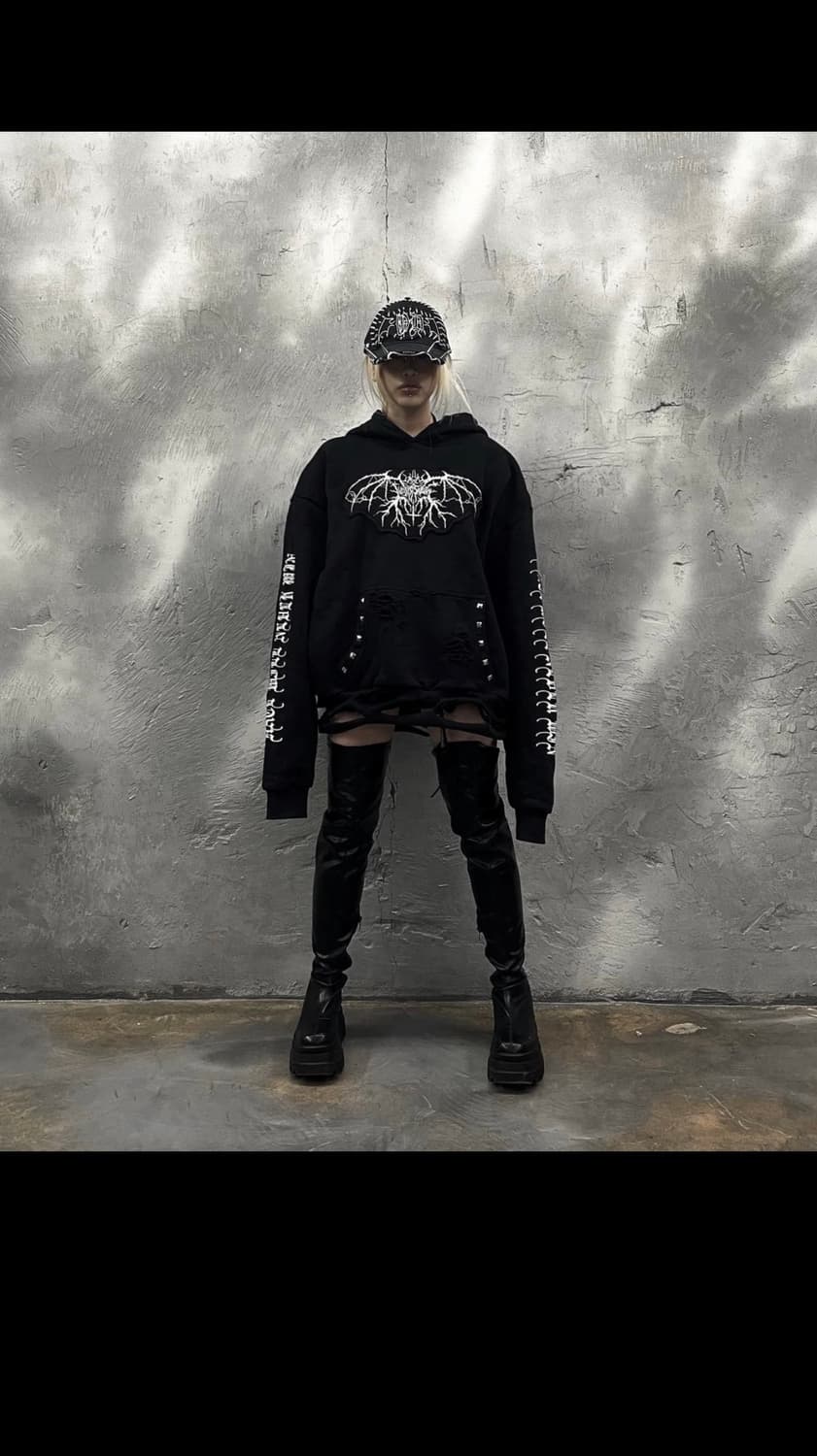 언더마이카 느낌 스터드 그런지 펑크 후드 상품이미지1