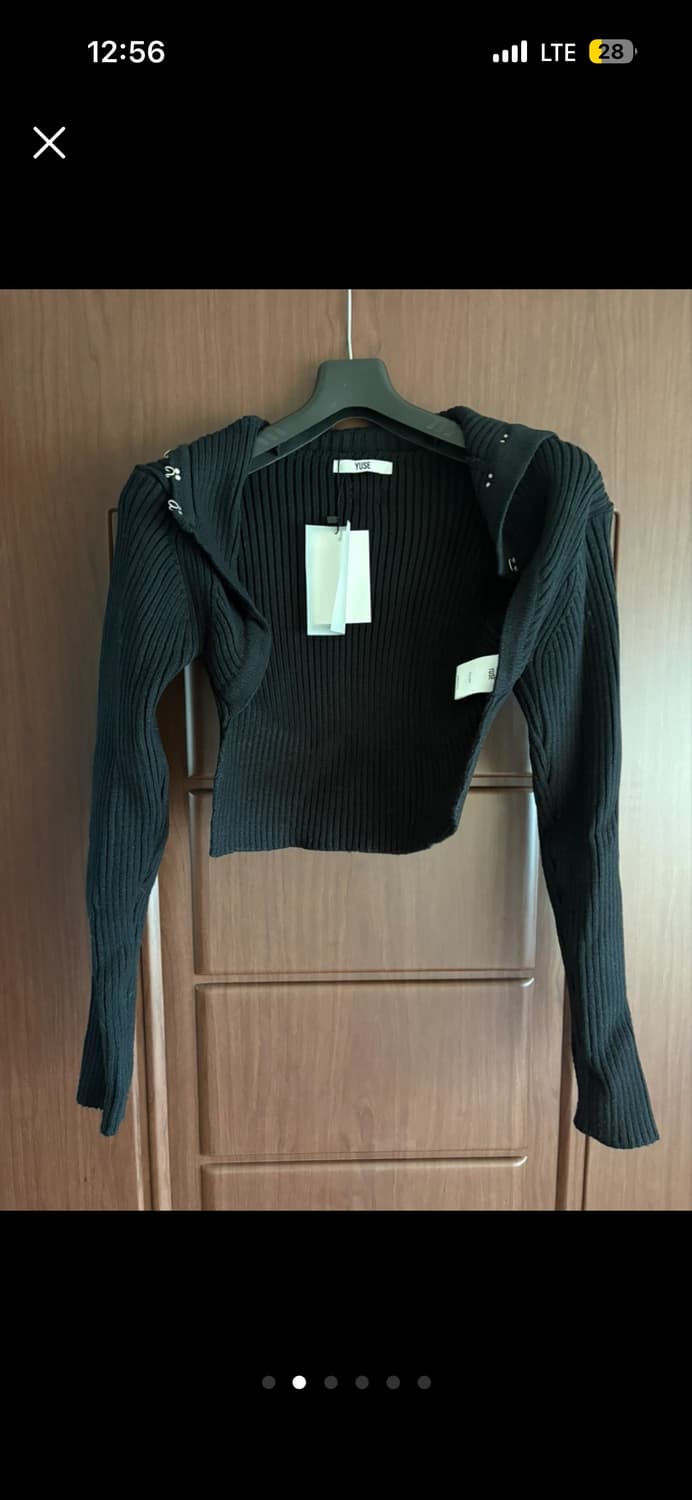 YUSE 유즈 훅 클로징 크롭 니트 탑 + 원피스 블랙 새상품 상품이미지2