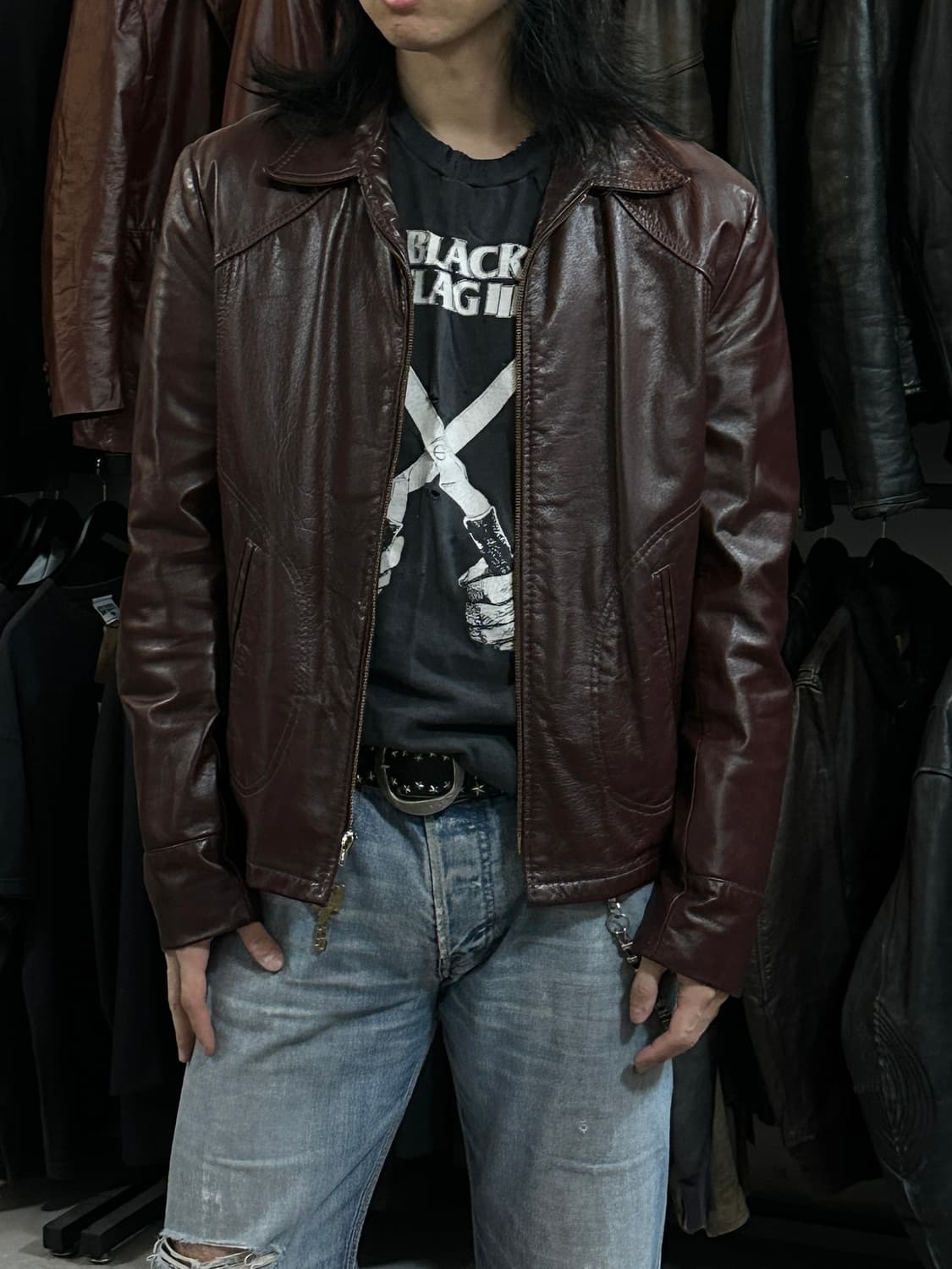 80's 빈티지 버건디 레더 자켓 파이트클럽 타일러 더든 상품이미지8