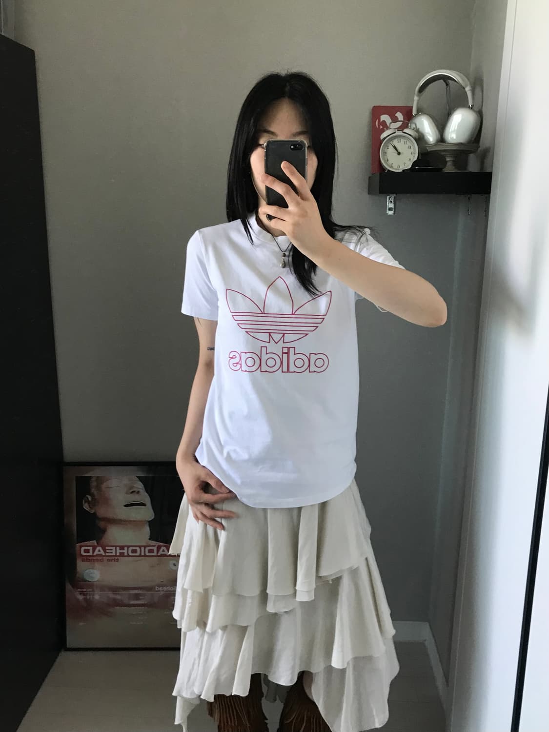 아디다스 중앙 트레포일 화이트 반팔티 상품이미지1